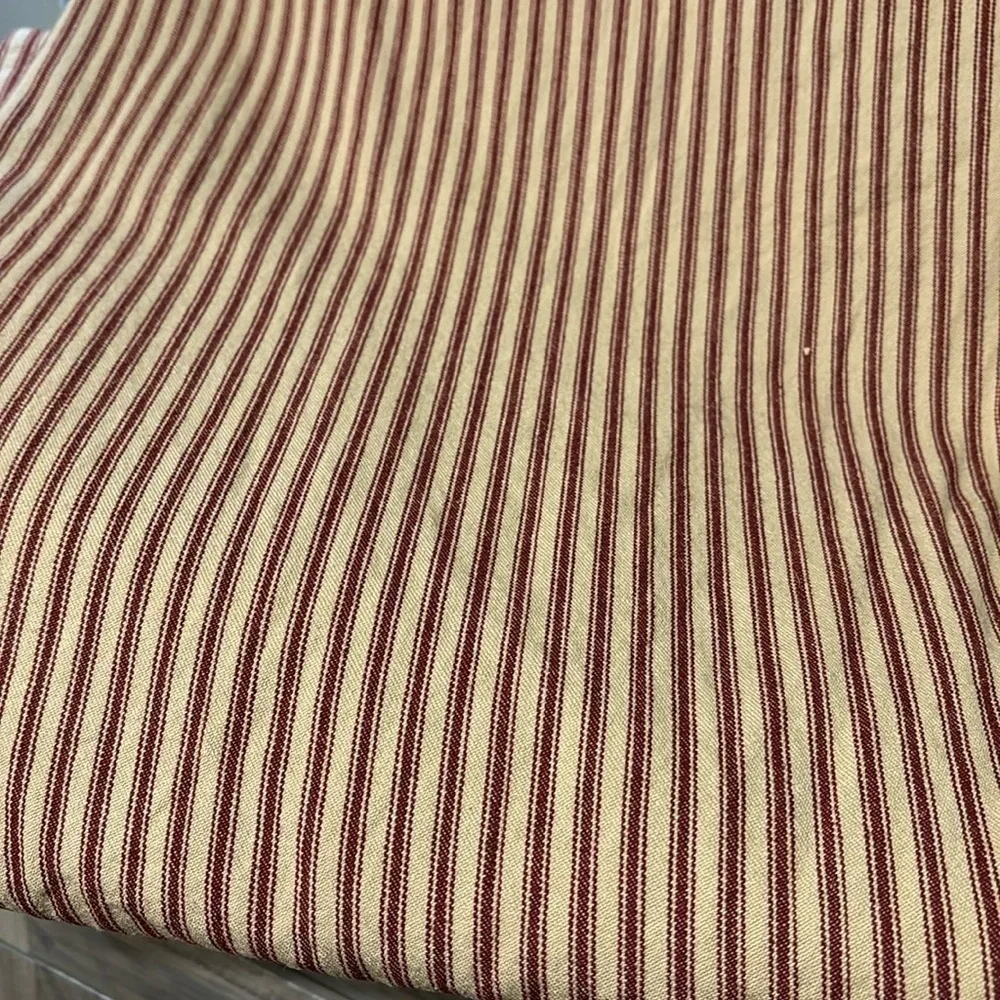 PRE OWNED Home Collection by Raghu York Ticking Barn Red & Nutmeg Shower Curtain